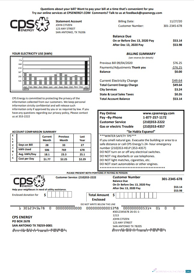 download download USA Texas CPS utility bill template in Word and PDF format PDF template PDF template